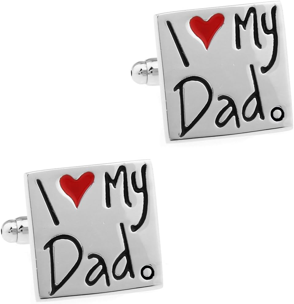 CIFIDET I Love My Dad Gifts Cuff Links Fashion Men Shirt Cufflinks with Gift Box