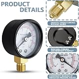 Innfeeltech 40mm Well Pump Pressure Gauge BSP 1/8 for 0-7 Bar 0-100 Psi view 3