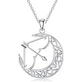 PROESS Bow and Arrow Necklace Artemis Pendant Necklace Sterling Silver Archery Necklace Hunter Jewelry for Women