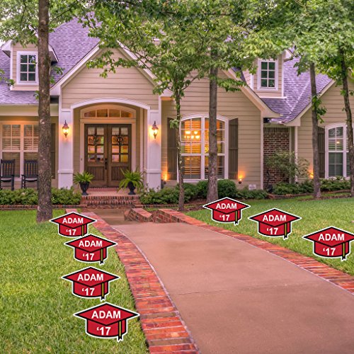 VictoryStore Custom Graduation Pathway Yard Decoration Graduation Cap Yard Signs (Orange) 30 short stakes