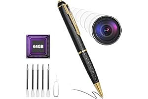 QETATIY 1080P Body Camera with 64GB, FHD Camera Pen Nanny Video Recorder, Mini Pen Camera with 280 Minutes Battery Life, Rechargeable Small Pocket Cam, Security Body Cam for Home, Baby Monitoring