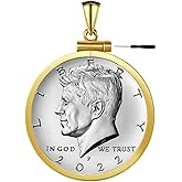 Geruibi 24-Karat Gold wrapped in Silver 50 Cent Border Screw Top 30 mm Coin Border，Coin NOT Included