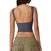 QINSEN Women's Sexy Open Back Sleeveless Crop Tank High Neck Slim Fit Cropped Tee Shirt Y2k Tops