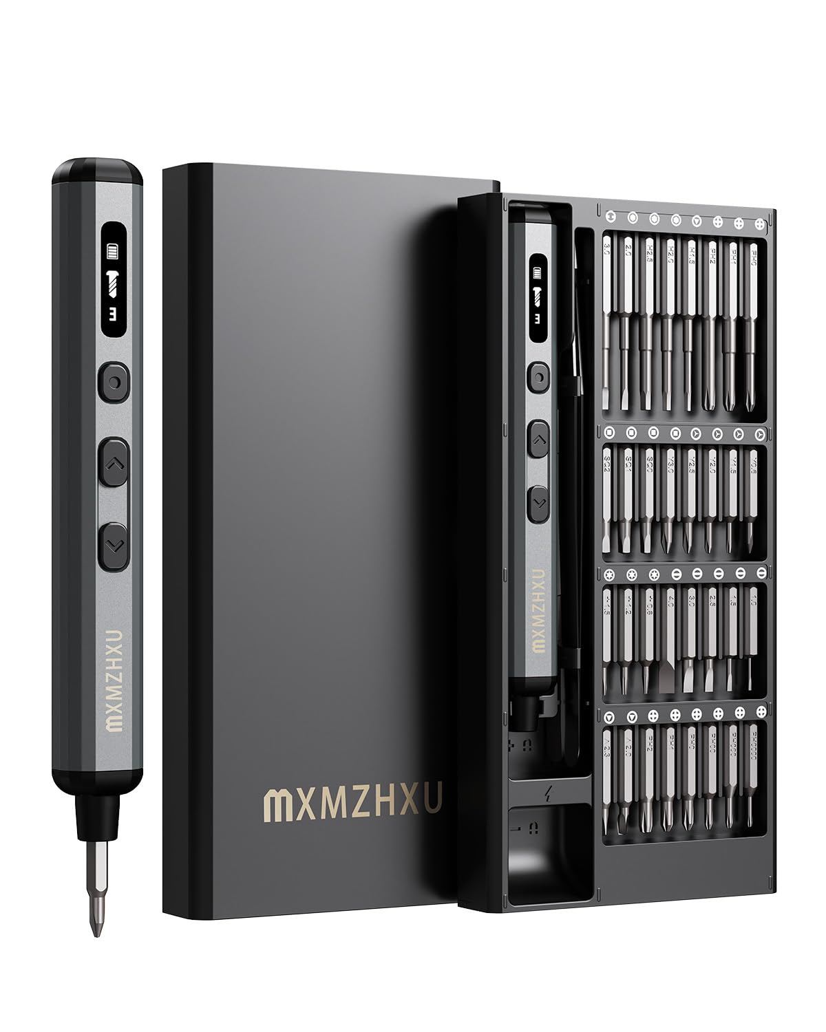 3.7V Mini Electric Screwdriver Set 68-in-1, Precision Screwdriver Set with 64 S2 Bits, 5 Torque Settings, 5/32'' Hex, Magnetic Storage, Electric Repair Tool Kit for PC, RC, Phone, Camera, Laptop