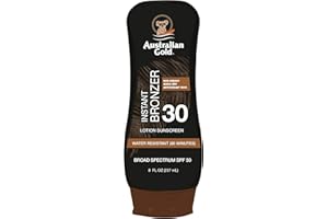 Australian Gold Sunscreen Lotion with Instant Bronzer, Broad Spectrum, Water Resistant, Non-Greasy, Oxybenzone Free, Cruelty Free, SPF 30, Coconut, 8 Fl Oz (A70902)