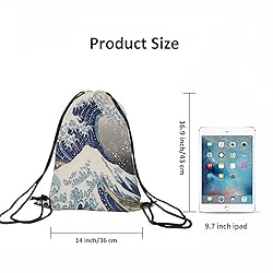 Beabes Japanese Style Wave Drawstring Backpack Bag