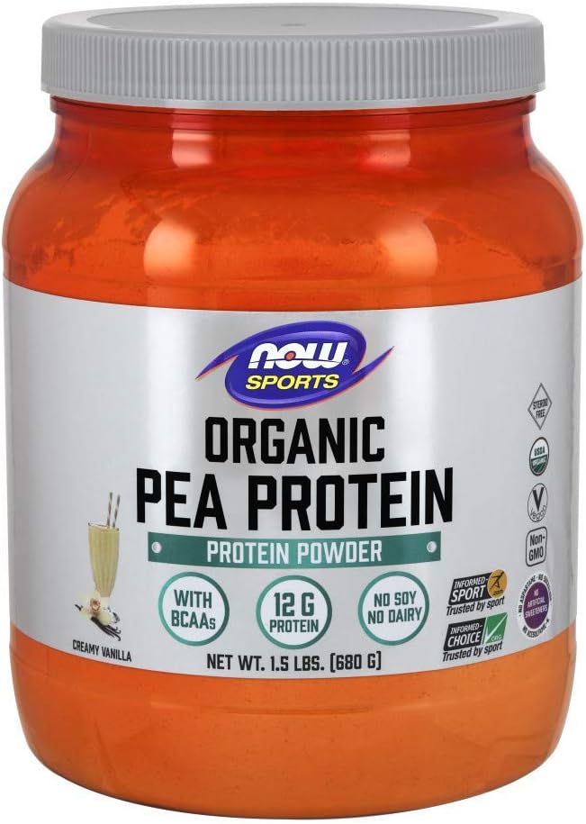 NOW Sports Nutrition, Organic Pea Protein 15 Grams, Unflavored Powder, 1.5-Pound: Health & Personal Care