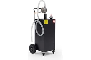 Garvee 40 Gallon Portable Fuel Caddy – Durable Gasoline/Fuel Transfer Tank with Reversible Rotary Hand Siphon Pump, 4 Flat-Fr