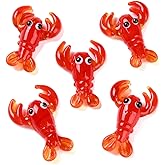 FASHEWELRY 10Pcs Handmade Lampwork Crayfish Beads Cute Lobster Beads 3D Animal Glass Bead for Bracelet Earring Necklace Jewelry Supplies