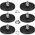 DIYMAG 6Pcs Rubber Coated Magnets, Adhesive Power 30LBS Anti-Scratch Neodymium Large Magnet Base with M5 Threaded Studs and Nuts Strong Magnets Hold The Base for Light Bar, Camera, PTZ 1.69 Inch
