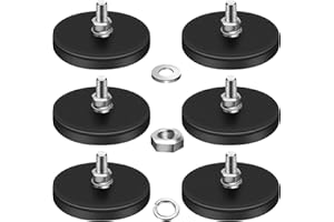 DIYMAG 6Pcs Rubber Coated Magnets, 30LBS Anti-Scratch Magnet Base with M5 Threaded Studs and Nuts，Magnets Hold The Base for L