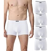 wirarpa Men's Cotton Trunks Underwear Short Leg Covered Band Boxer Briefs 4 Pack