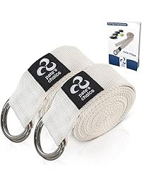 Pete's Choice Set of 2 Yoga Exercise Adjustable Straps 8Ft Thick Cotton with Durable D-Ring for Pilates & Gym Workouts | Hold Poses, Stretch, Improve Flexibility & Maintain Balance | Bonus EBook