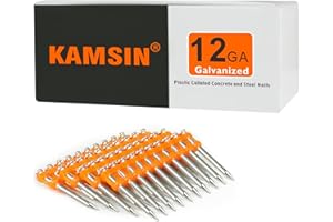 KAMSIN SD-38 12 Guage 1 1/2'' (38mm) Length Galvanized Plastic Collated Concrete and Steel Nails, Smooth Shank Plastic Collated Concrete and Steel Fasteners for Concrete and Steel Nailer (800PCS/BOX)