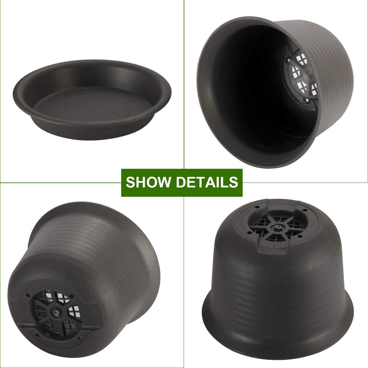 Plant Pots, ZOUTOG 6 inch Plastic Planters with Drainage Hole and Tray, Pack of 15 - Plants Not Included, Brown : Garden & Outdoor