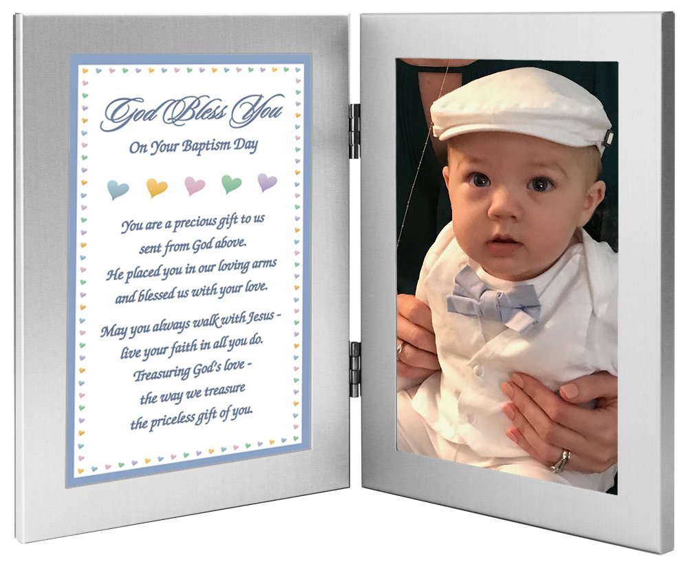 Baptism Gift for Baby Boy - Add Photo to Double Frame