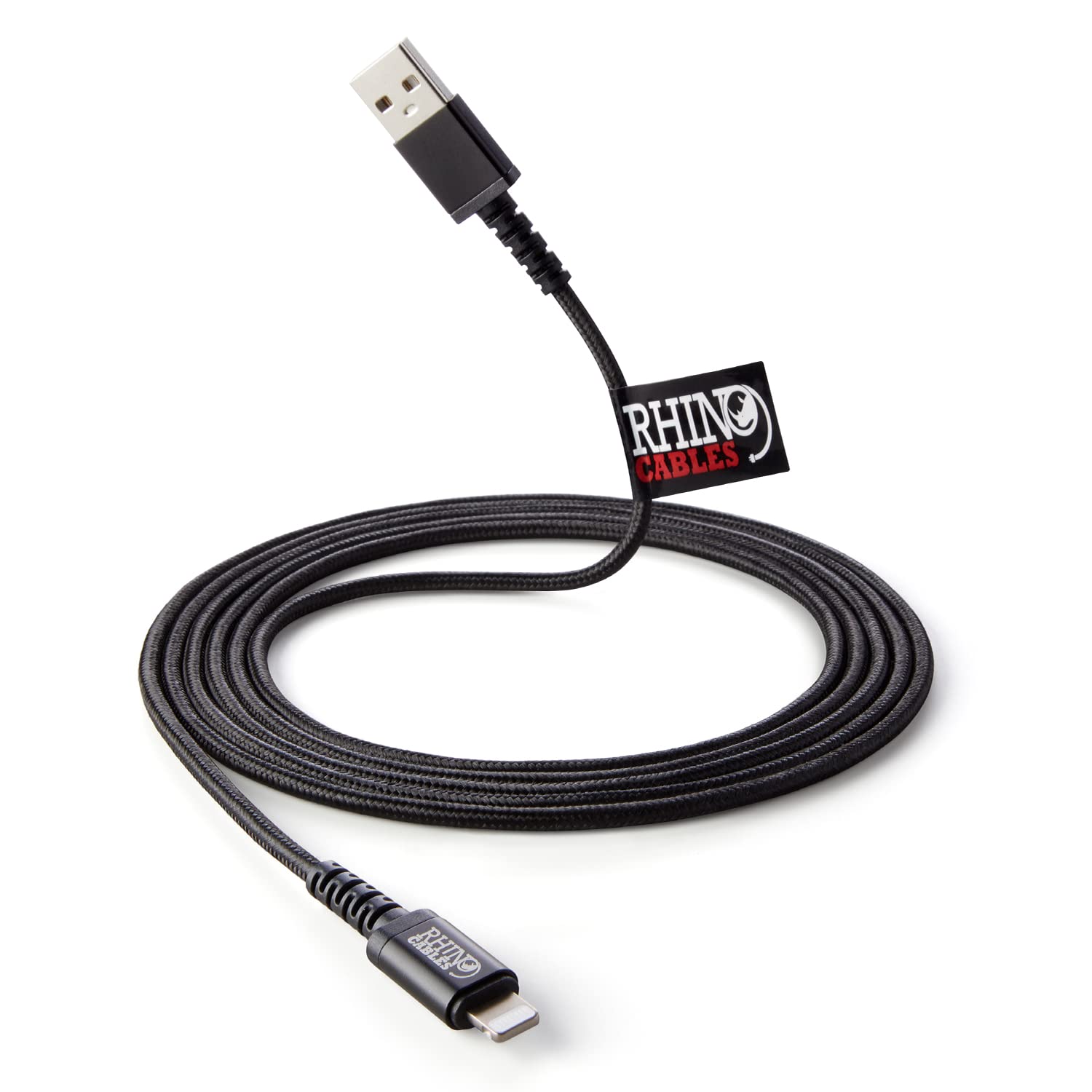 rhinocables Lightning Charger Cable Lead MFi Certified Cord for Apple iPhone & iPad Fast Charging and Sync (Black)