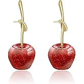 GILIEYER Cherry Earrings, 3D Red Cherry Drop Dangle Earrings Sweet Cute Fruit Earrings Charm Cherry Jewelry Red Earrings for Women