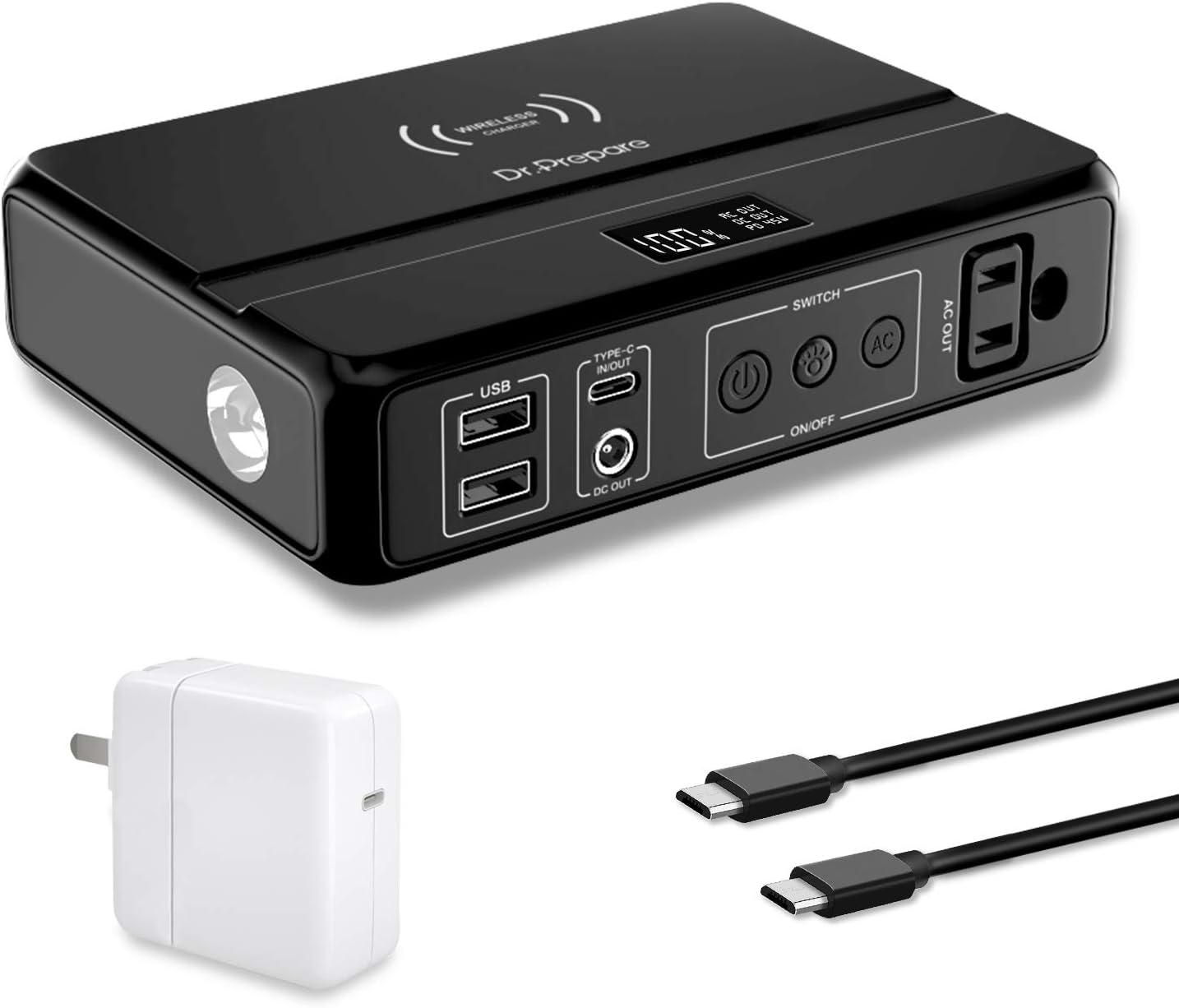 Portable Laptop Charger 85W AC Outlet, Dr. Prepare 83Wh/22500mAh Laptop Power Bank with 45W PD USB C, 10W Wireless Charging for Laptop MacBook iPad Pro Phones Tablets(45W USB C Charger Included)