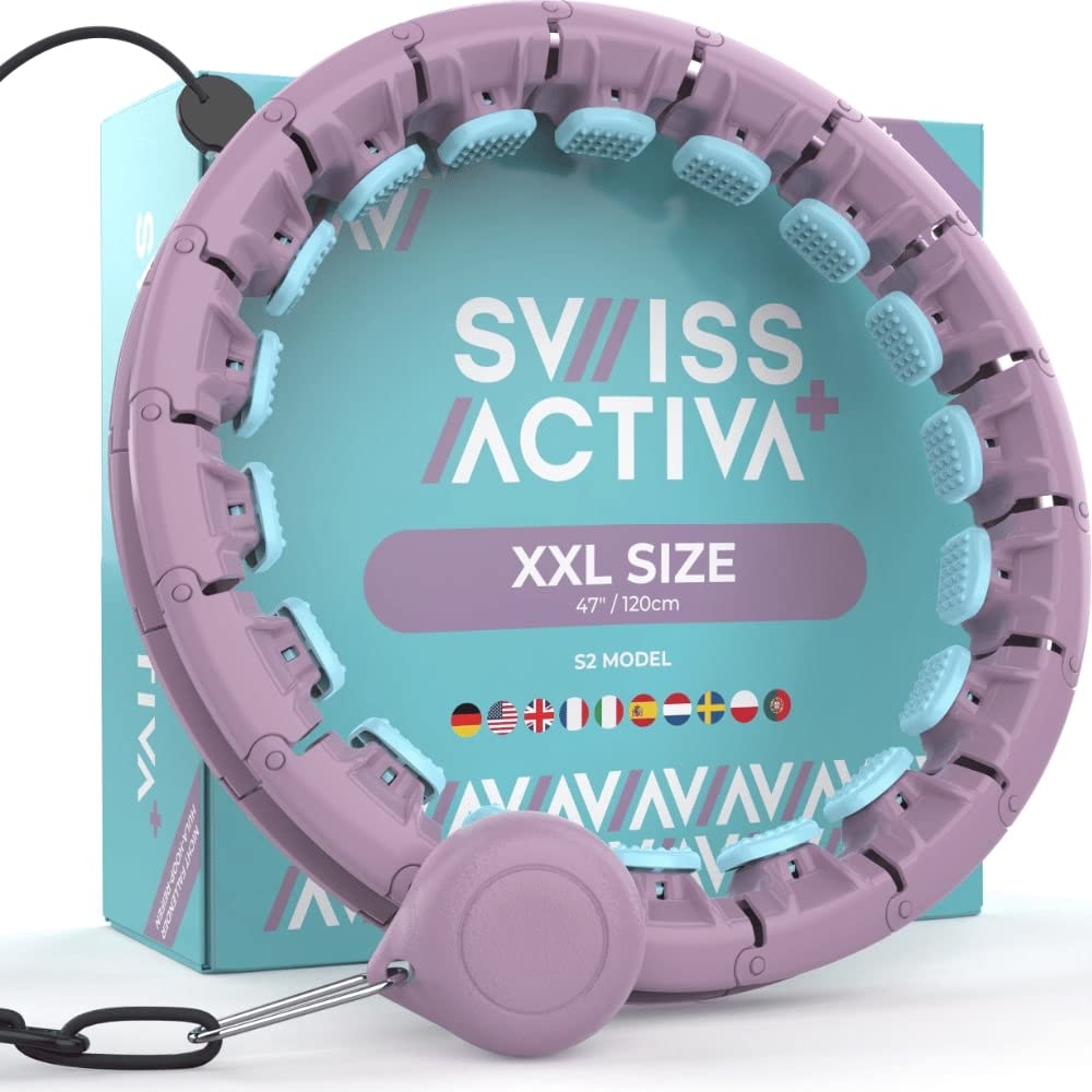Swiss Activa+ S2 XXL Weighted Hula Hoop for Adults with Weight Ball - 60-120cm - Hula Hoop with Weight Ball - Infinity Hoop - Fitness Hula Hoops - Exercise Hoop with ball - Smart Weighted Hula Hoop