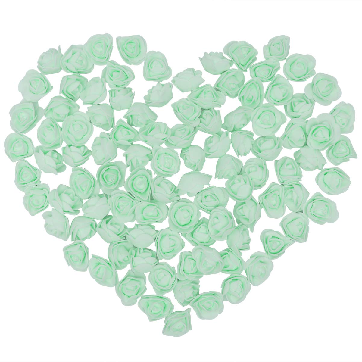 Holibanna 100pcs Foam Rose Head 3.5cm Artificial Rose Flower Head for DIY Bear Doll Wedding Bouquets Decoration (Light Green)