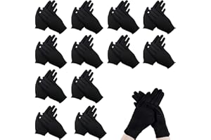 Black Cotton Gloves – 12 Pairs (24 Pieces) Breathable Reusable Hand Moisturizing Gloves for Dry Hands, Eczema Relief, Spa Tre