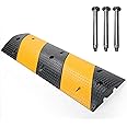 Speedmax 40" Rubber Speed Bumps 1 Pack 2 Channel Heavy Duty Speed Humps with 3 Bolts 22000Lbs Load Capacity Cable Protector Ramps for Asphalt Concrete Gravel Traffic Driveway