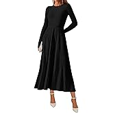 KIRUNDO Women Sweater Dress Holiday Ribbed Knit Long Sleeve Slimming Maxi Dress Fall Pleated Elegant A Line Winter Dresses