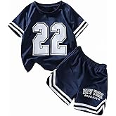 WDIRARA Toddler Boy's 2 Piece Shorts Outfits Short Sleeve Jersey Shirts Shorts Set Tracksuit