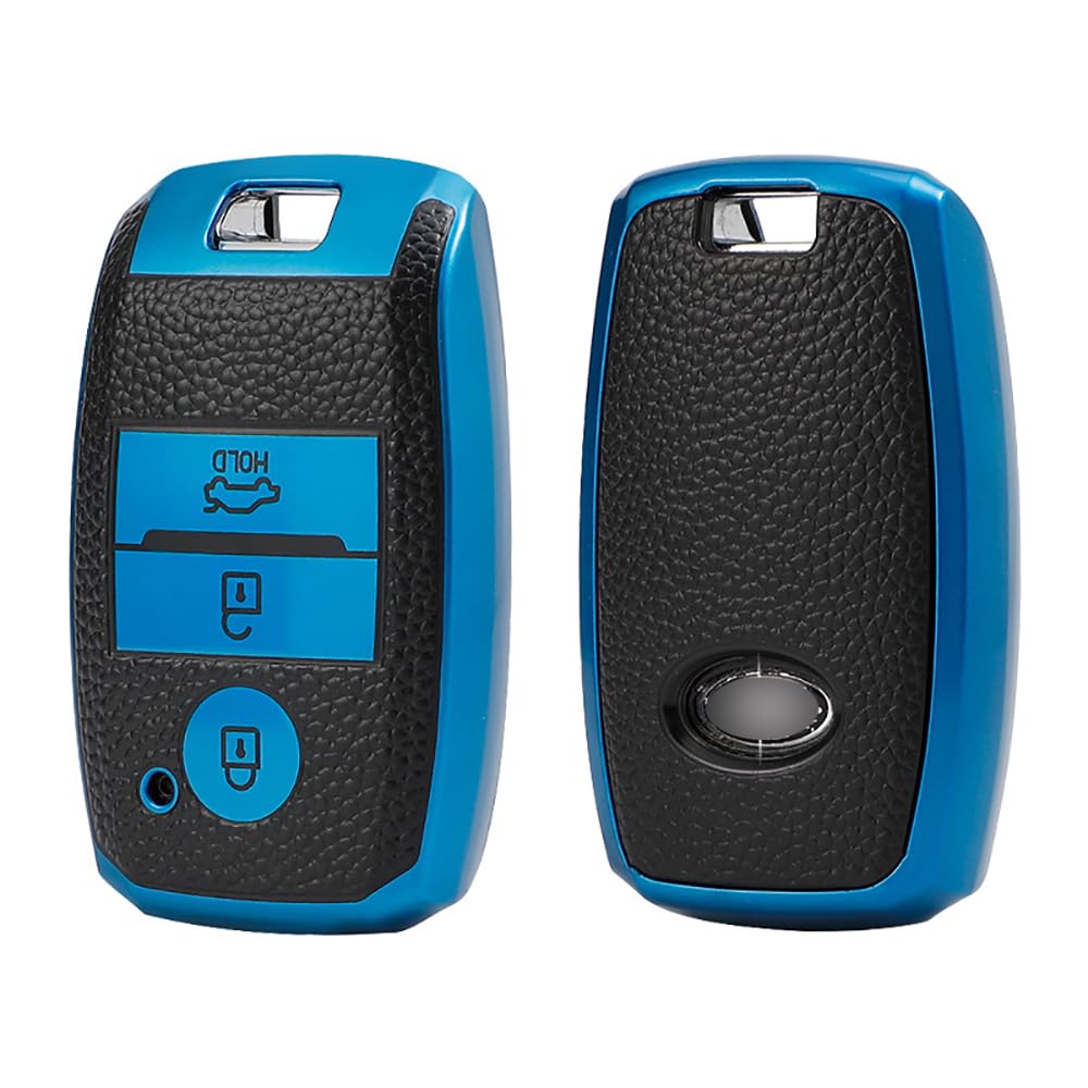 KUNIO Key Fob Cover fit for Kia Sportage Rio NIRO Sorento Stonic Ceed 2 Picanto GT Line Picanto X-line Soul K3 KX3 Keyless Key Protection Key Cover TPU Key Cover Case 3 Buttons D Blue