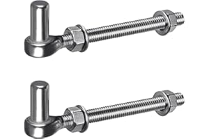Insaga J Bolt Gate Hinge, 304 Stainless Steel Farm Gate Hinges, M12 x 6'' Gate Hinge Bolt 5/8'' for Chain Link Fence/Farm/Wooden Fence/Driveway, Supports up to 500lbs, 2pcs