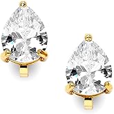 Mariell Gold Cubic Zirconia Clip-On Earrings, Pear Shape CZ Crystal, 2 Carat Imitation Diamond Earring