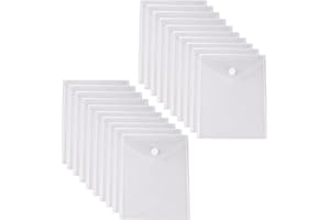 YESSART 8.5 x 11 Vertical Clear Letter Sized Plastic Envelopes Document File Storage Holder 20 Pack Hook Loop Closure