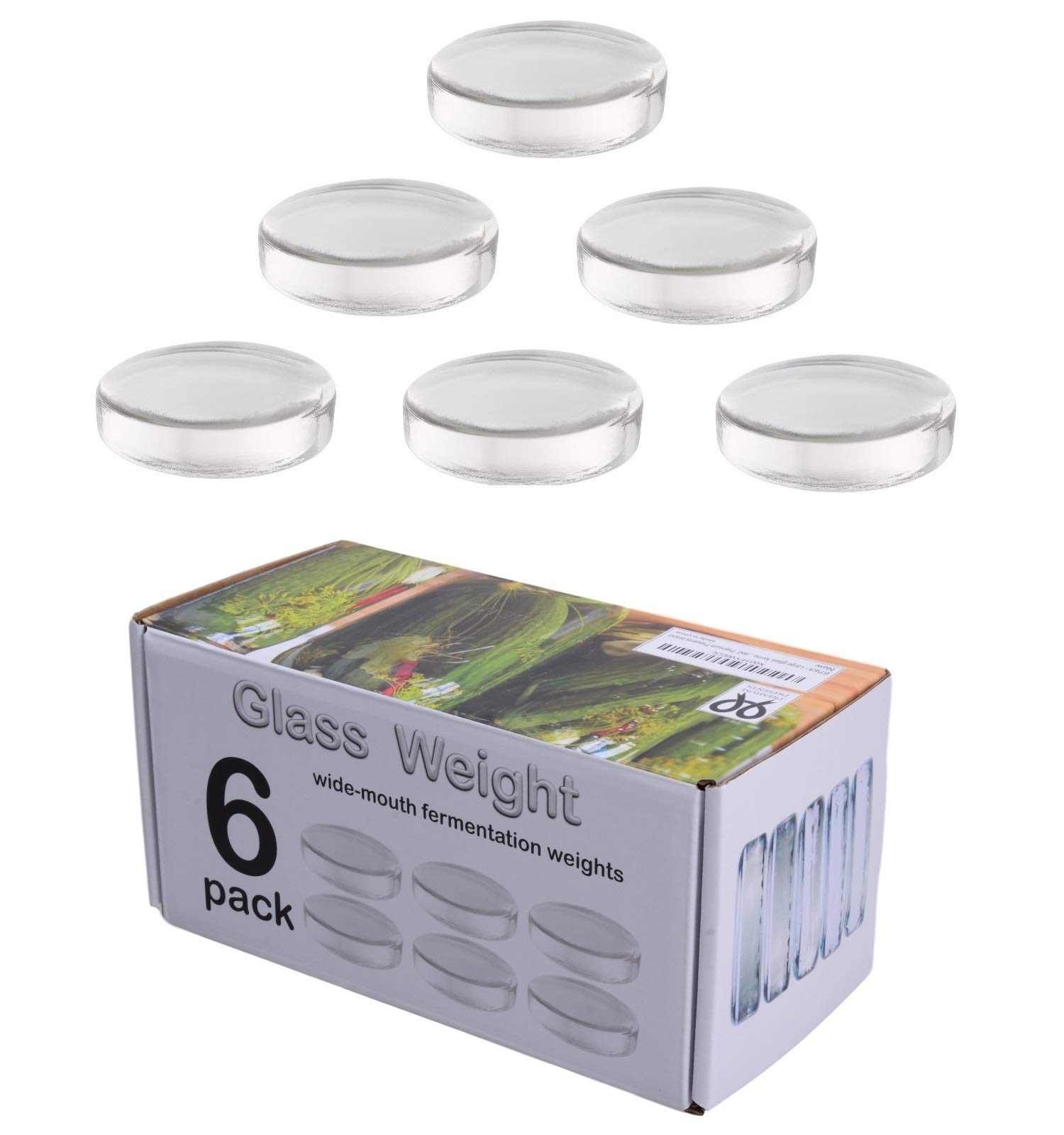 Presents 5 Pack Large Glass Fermentation Weights for Wide Mouth Mason Jars.Preservation and Pickling.Dishwasher Safe.Gift Box Included. Brand Clear