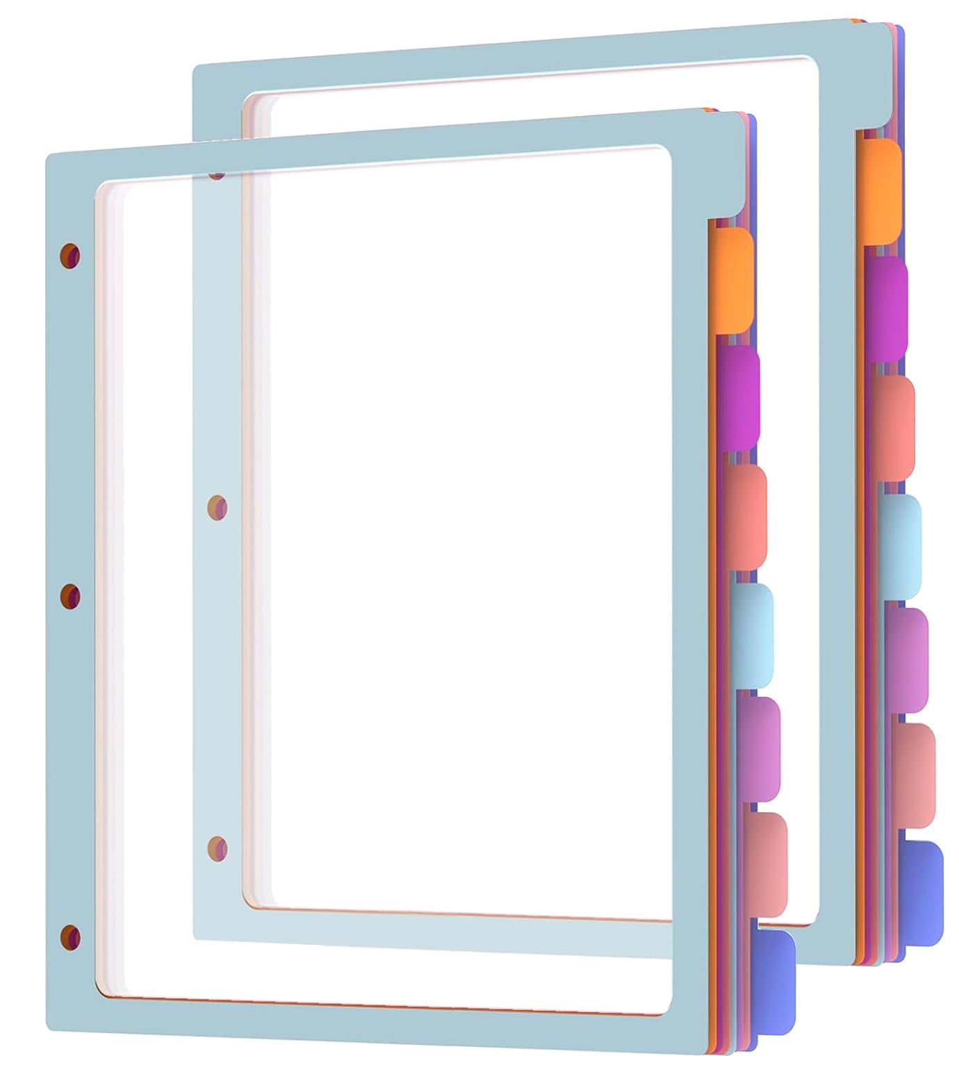 Photo 1 of HABGP 2 Set 8 Tab Binder Dividers for 3 Ring, Plastic Binder Dividers with Tabs Letter Size Multicolor, Pastel Colors 3 Hole Punch Clear Page Folder Dividers File Organizer