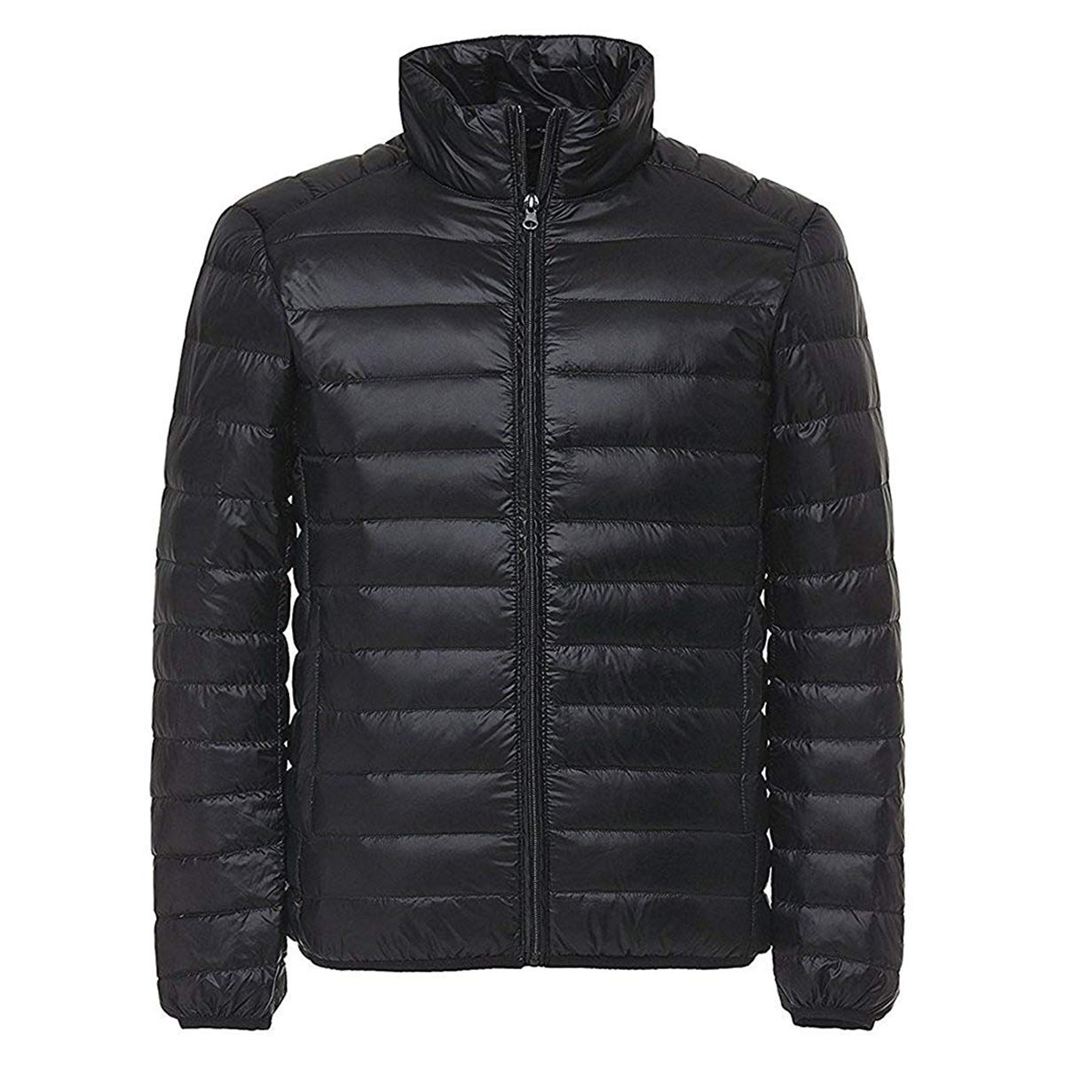 ダウンジャケット防風 収納 防寒 ダウン コート（black L）