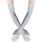 Lansian Long Opera Party Gloves for Women 1920s 20s Satin Gloves Costumes Elbow Length Bridal Evening Dress, 21 inches