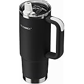 SILICANICE 30oz Insulated Tumbler with Handle, Leakproof Lid with Removable Spout and Straw, Double Wall Stainless Steel, Cup Holder Friendly, Travel/Gym/Office/Home - Black