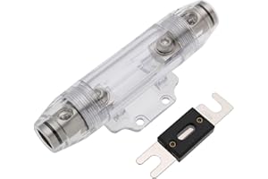YINETTECH 250Amp 0/2/4 Gauge AWG ANL Fuse with Holder Single ANL in-Line Fuse Holder Satin Nickel Plated 3-Piece Design for C