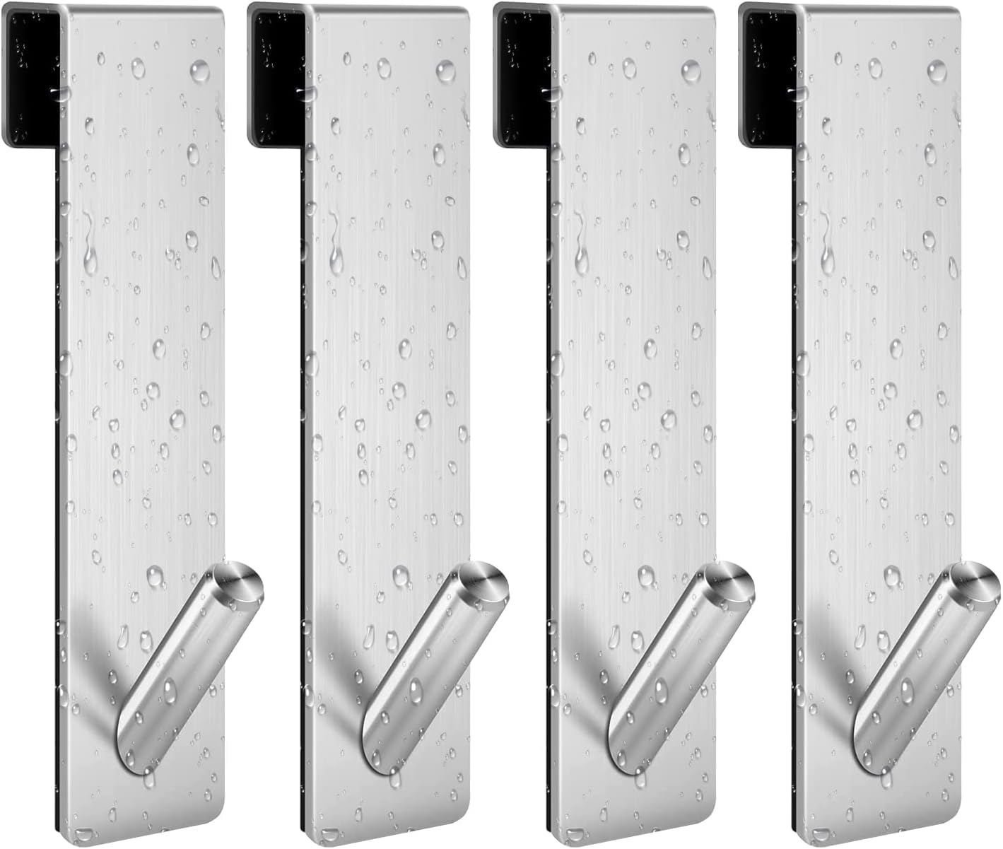ARTOYS Glass Shower Towel Hook, 7 Inches Tall, Fits 5/16 Inch Glass Screen, Extra Long Single Hook, 4-Pack, Polished Silver – No-Tool Installation with EVA Foam Protection