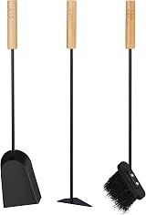 Relaxdays 4-Piece Black Fireplace Tool Set with Stand Shovel Broom Scraper view 6