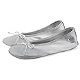 BCTEX COLL Women's Ballerina House Slippers with Bow, Ladies Satin Bedroom Slipper with Suede Sole Indoor