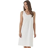 Velrose Women's Cotton Full Slip Soft Under Dress Nightgown Loungewear with Wide Strap and Scallop Lace Trim Style 801 White