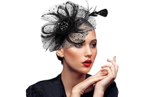 ASAHEL Fascinators Hats 20s 50s Pillbox Hat Cocktail Tea Party for Women (Black, One Size)