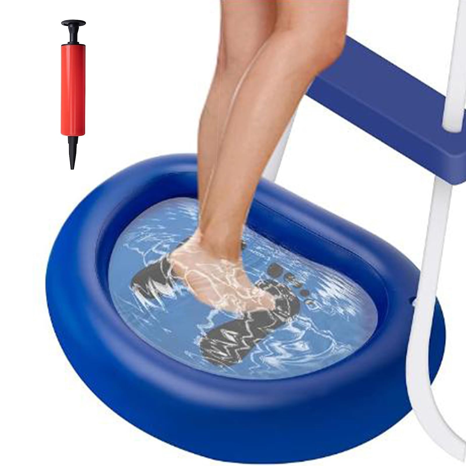 Inflatable Pool Foot Bath Basin - spa foot pool pvc inflatable foot basin foot cleaning pool clean sole gravel grass clippings mat,Blue