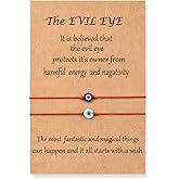 Shonyin Handmade Evil Eye Bracelets Set with Card Red String Bracelet Kabbalah Protection Luck Amulet for Women Men Family Friends