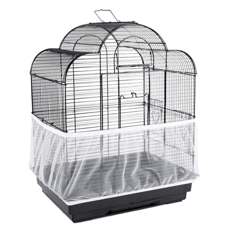GOTOTOP Bird Cage Cover, Large Size Ventilated Bird Cage Skirt, Nylon Mesh Net Cover Parrot Seed Guard 4 Colors