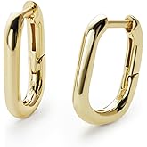 Ana Luisa Rox Rectangle Hoop Earrings for Women - Chic Small & Mini 14K Gold Plated Hoop Trendy Earrings & Silver Rhodium Plated Huggie Hoops - Hypoallergenic Tarnish-Free Water-Resistant Huggie Hoops
