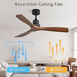 Wood Ceiling Fan no Light, Walnut, 52" Ceiling Fan