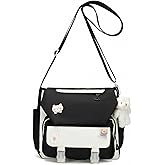 PRLINJSK Cute Messenger Bag, Kawai Purse Gift for Teen Girls Women, Crossbody Shoulder Tote Bags with Accessories